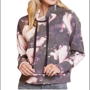 Peyton Jensen Funnel Neck Purple Pink Tie Dye Pullover Sweatshirt XS6